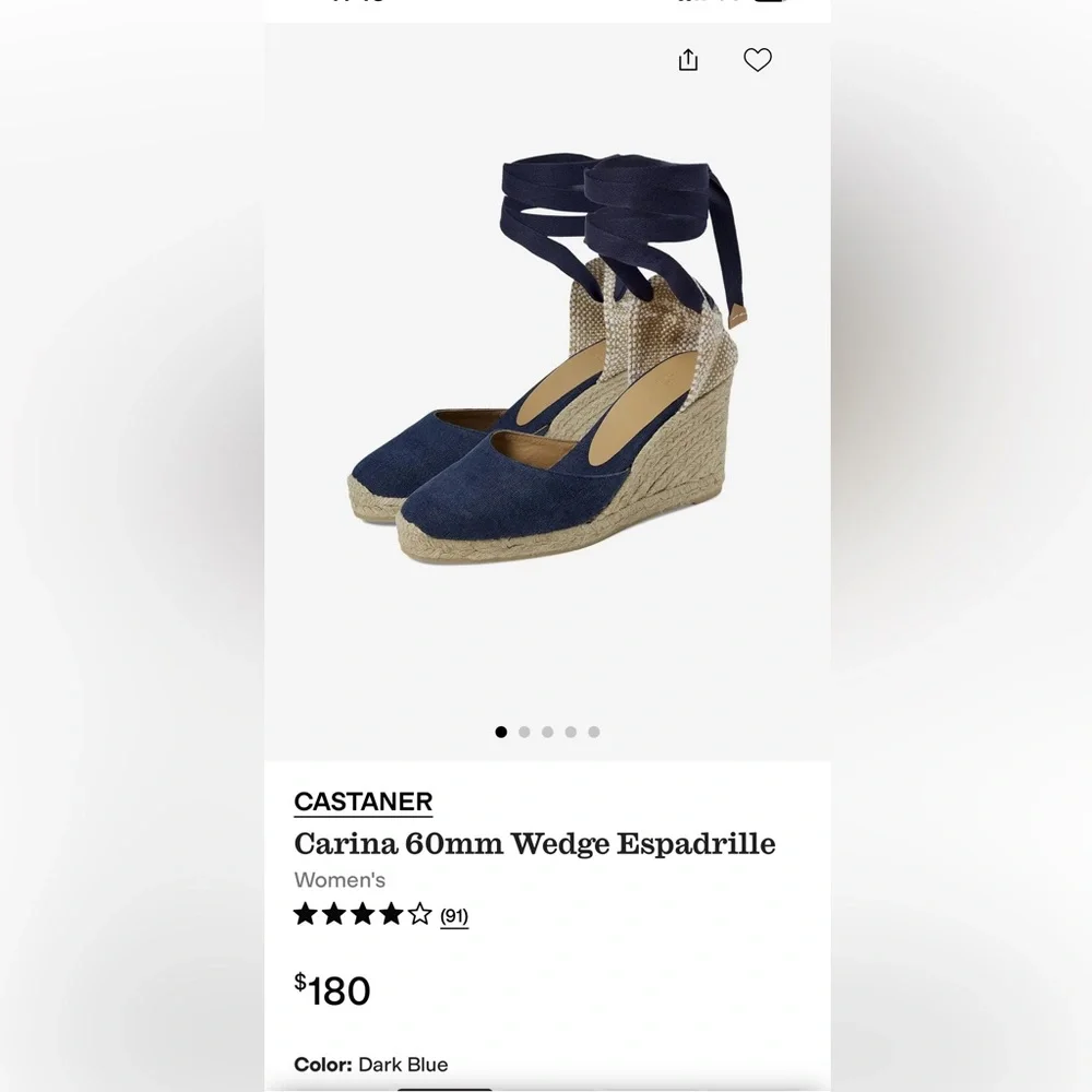 Castaner Dark Blue Carina 60mm Wedge Espadrille